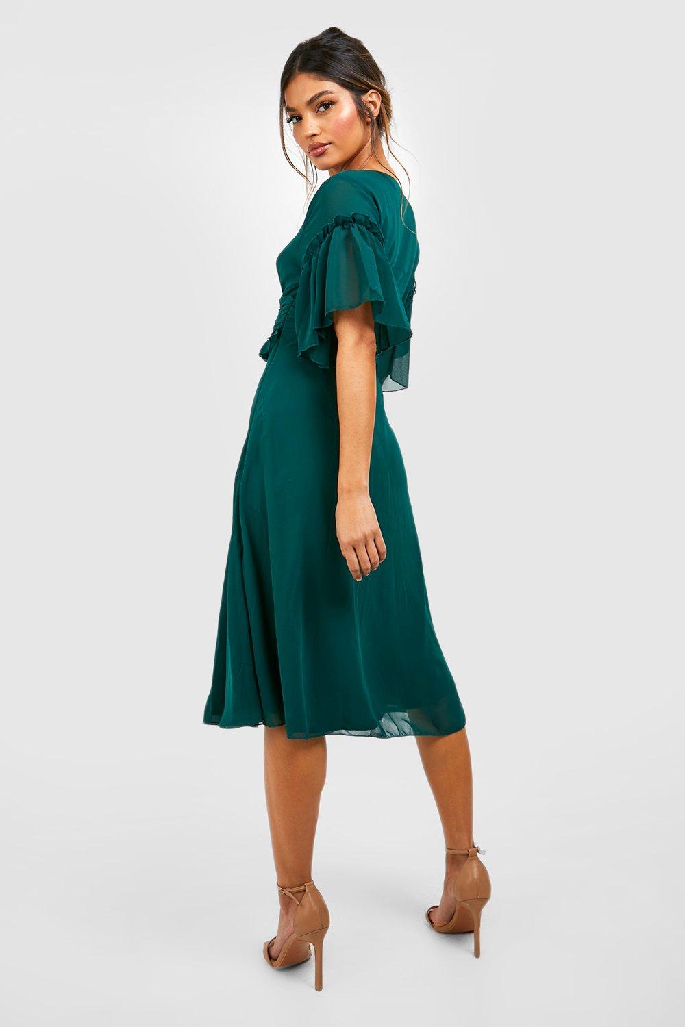 Boohoo green midi outlet dress